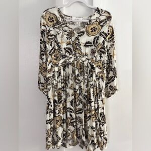 ba&sh Black and Gold Floral Long Sleeve Dress